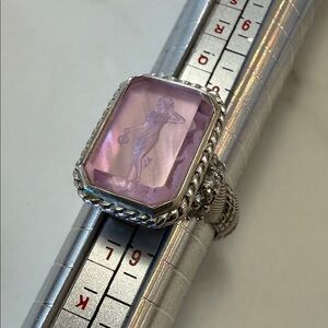 Judith Ripka Sterling silver rose quartz goddess cameo ring, size 7